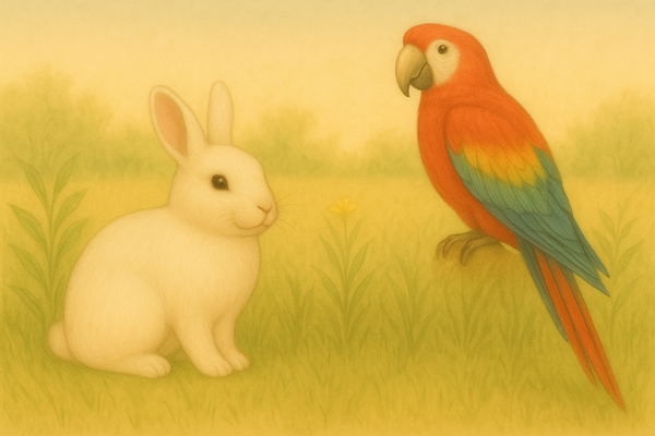 Dierenafstemming op een konijn en een vogel – intuïtief luisteren naar kleine dieren