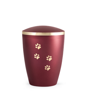 Edition Elegance, perlmutt weinrot, Pfotenmotiv silber glänzend 0,5 l = 104,00 €, 1,5 l = 124,00 € und 2,8 l = 144,00 €