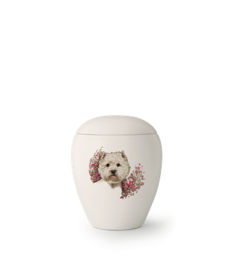 Edition Bianco, matt-weiß glasiert, Motiv West Highland Terrier von Hand bemalt 0,5l = 138,00 €