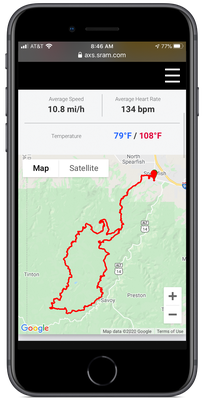 Mit AXS Web können die Fahrer ihre Fahrdaten in Bezug auf Schalten, genutzte Gänge, Leistungszonen und Reifendruck analysieren. Es werden auch Straßenkarten angezeigt.