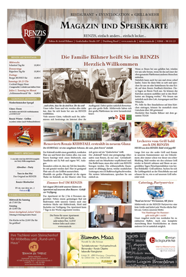 Speisekarte-Zeitung-Magazin-Titel, Restaurant in Duisburg