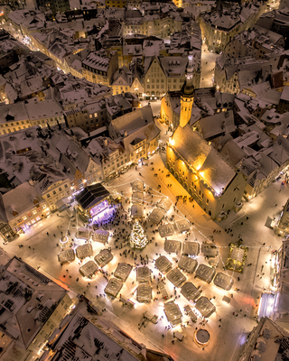 Best Christmas City Breaks in Europe - Tallinn Christmas Market  - Copyright Sixten Sepp Drone Shot