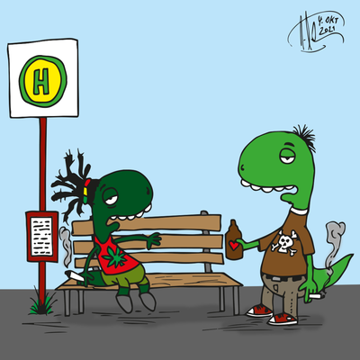 Chillen an der Bushaltestelle (Oktober 2021)