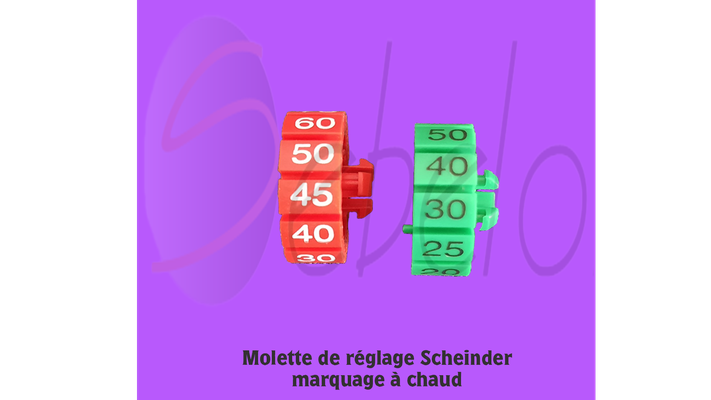 Marquage à chaud sur pièce industrielle plastique, molette de réglage Marquage Sebelor