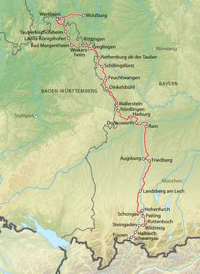 Die Romantische Strasse führt durch Bayern und Baden-Württemberg