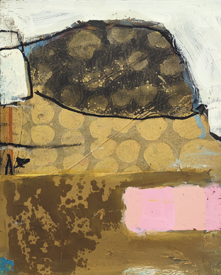 o.T. Mixed Media auf Siebdruckrahmen, 40 x 50 cm, 2024