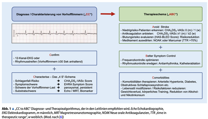 Quelle: Herzschrittmachertherapie & Elektrophysiologie, 30.3.2021, "Update Vorhofflimmern: Die ESCLeitlinien 2020 sowie aktuelle Daten zur frühen antiarrhythmischen Therapie" 