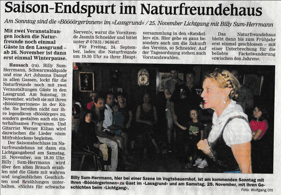 Saison-Endspurt im Naturfreudehaus, OT 17.November 2017