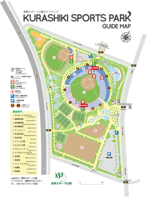 芦原会館の審査会場の場所である、倉敷スポーツ公園武道場のマップ