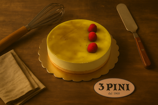 Torta semifreddo pistacchio e lampone base bisquit mousse al pistacchio con granella,inserto di gelificato al lampone.