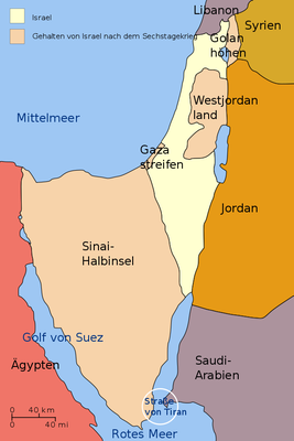 Israel nach dem Sechstagekrieg. Ling.Nut-Steinsplitter, CC BY-SA 3.0, Wikimedia Commons.