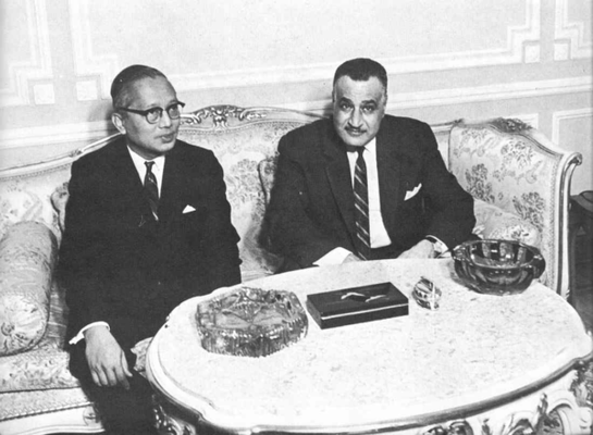UN-Generalsekretär U Thant und Ägyptens Präsident Nasser, Mai 1967