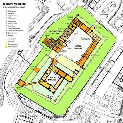 Plan der Ordensburg Marienburg in Malbork