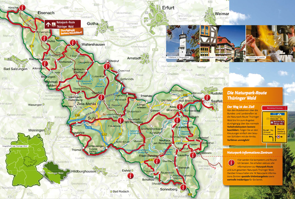 Übersichtskarte Naturpark-Route Thüringer Wald
