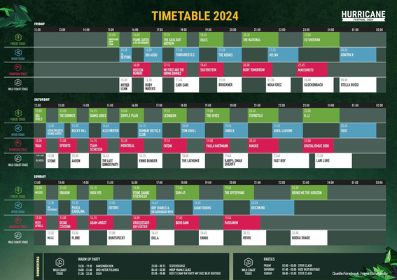 Auf der Rückseite haben wir den Timetable der Bands abgedruckt