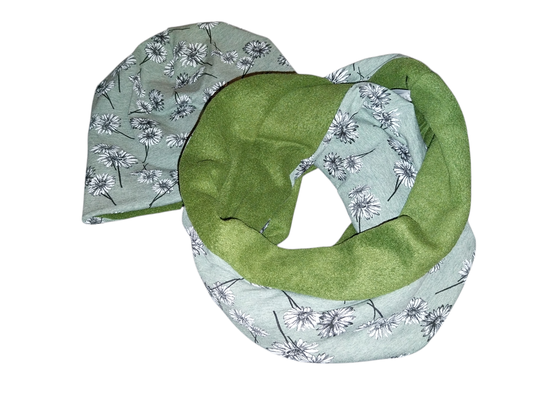 SaSch SelbstgefertigtesausSchwaben Selbstgefertigtes aus Schwaben Sarah Schäuble Handarbeit handmade selbstgemacht Beanie Mütze Loop Schlauchschal Schal Fleece Blume Blumen geblümt