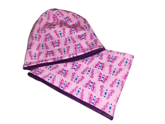 SaSch SelbstgefertigtesausSchwaben Selbstgefertigtes aus Schwaben Sarah Schäuble Handarbeit handmade selbstgemacht Beanie Mütze Loop Schlauchschal Schal Fleece Schmetterlinge
