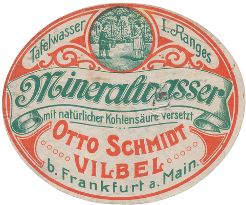 Mineralwasseretikett von Otto Schmidt etwa zwischen 1920 und 1928 in Verwendung
