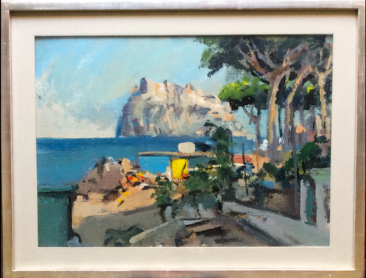 "ISCHIA" - mixed technique on board with frame - cm 64X84