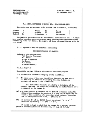 Una copia dell’ALGOL Bulletin del dicembre ‘59. 