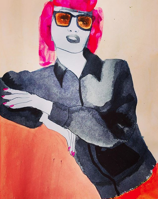 'Easy Livin' / mixed media on paper / size 29 cm x 20 cm / verkocht / Anja de Boer 2017