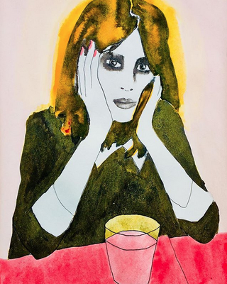 'Boring Party II' / mixed media on paper / size 29 cm x 20 cm / verkocht / Anja de Boer 2017