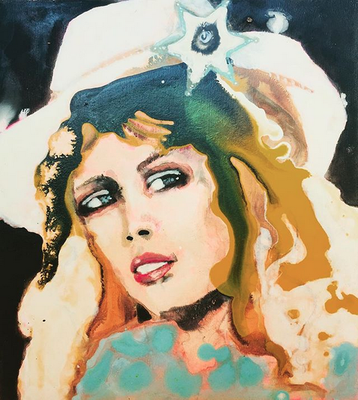 'Cowgirl' / acrylic on wood / size 20 cm x 18 cm / verkocht / Anja de Boer 2018