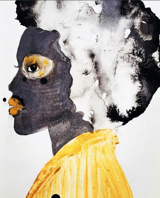 'Cape Golden' / mixed media on paper / size 20 cm x 15 cm / verkocht / Anja de Boer 2017 SOLD