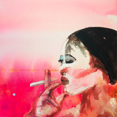 'Fuma, Fuma' / acrylic on canvas / size 20 cm x 20 cm / Anja de Boer 2017