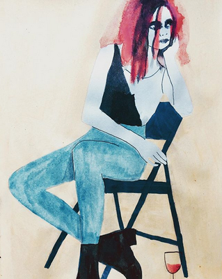 'Boring Party' / mixed media on paper / size 29 cm x 20 cm / Anja de Boer 2017