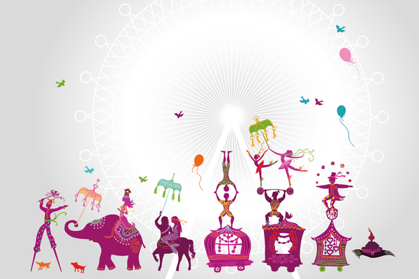 wandgestaltung mit tapeten zirkus, wandbild zirkus - kindertapeten & wandbilder, Design ideen