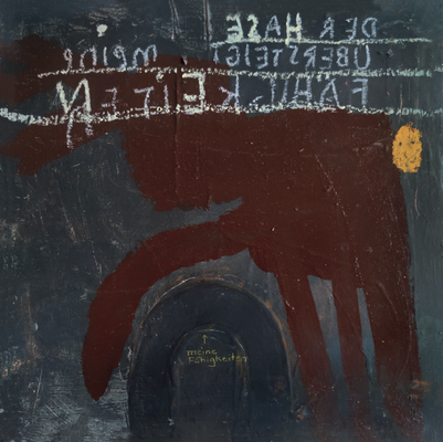 DER HASE ÜBERSTEIGT MEINE FÄHIGKEITEN 2026, Holzkörper, 30 x 30 cm