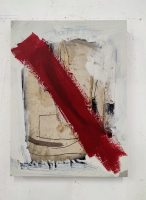 o.T., 30 x 40 cm, totes Eichenholz, Eichenkohle, Acryl auf Holzkörper, 2023