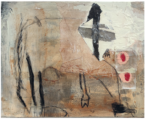 o.T. 40 x 50 cm, Mixed Media auf Siebdruckrahmen