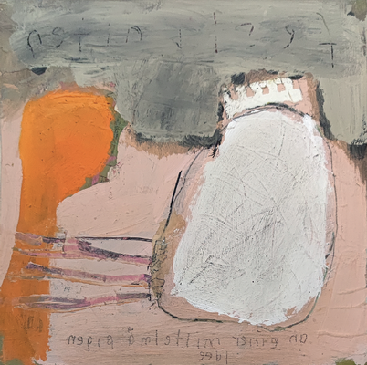 festhalten an einer mittelmäßigen Idee 2026, Holzkörper, 30 x 30 cm