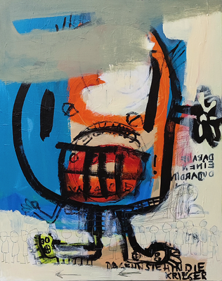 da gehn sie hin die Krieger, Acryl auf Leinwand, 80 x 100 cm