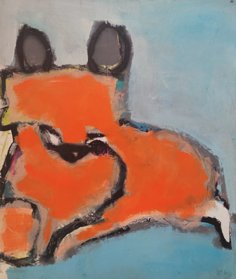 Fux, 84, 114 cm, Acryl, Spraypaint auf PVC-Plane (auf Hartfaserplatte)
