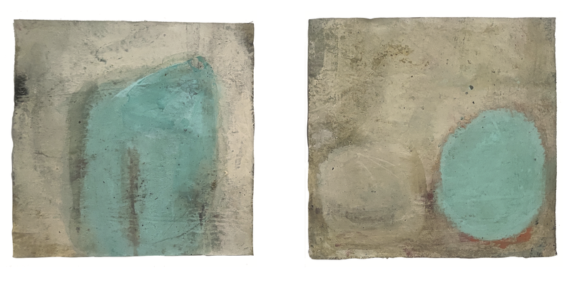 o.T. 1–8 2025, Mixed Media auf präparierter Leinwand, ca. 70 x 70 cm