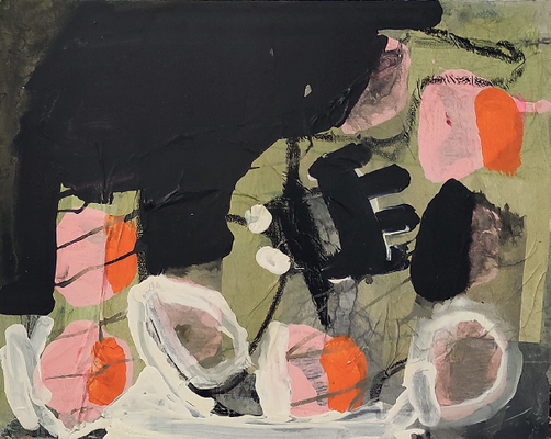 o.T. 40 x 50 cm, Mixed Media auf Siebdruckrahmen