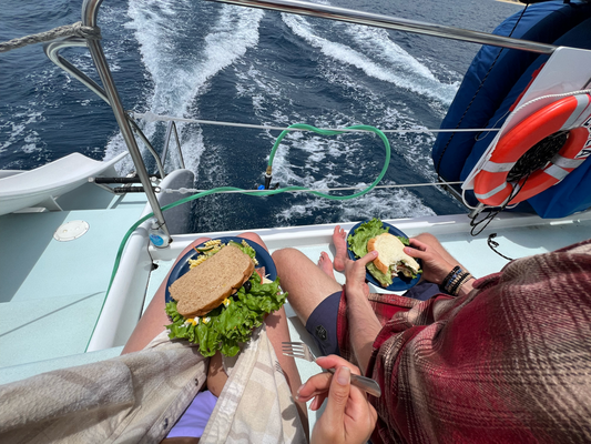 Lunch Sandwich, ganz guet gsi - es paar Bier hets au geh. Super empfehlenswerte Abüter (Holo Holo). De Fäbe het denn na mitem Captain Mike netowrked und usegfunde das d Firma unter anderem ame Schwiizer ghört.