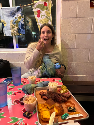Znacht im Aptos BBQ, damit mer dehei nüm münd choche! (de Chlii mit Pamir, will Blues-Abig gsi isch) :)