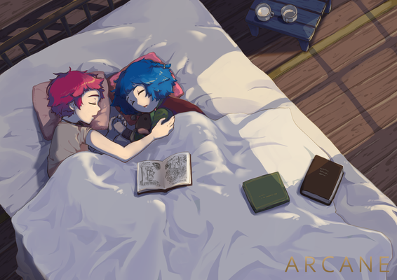 「LEAGUE OF LEGENDS」というゲームからの初の長編アニメーション作品「ARCANE」のアートコンテストに応募し、入選した作品です。メインの二人の姉妹の子供の頃を想像し作成しました。