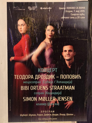 Poster in Novi Sad, Servië - concert met Teodora Drozdik-Popovic en Simon Møller Jensen