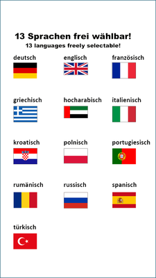 13 Sprachen wählbar