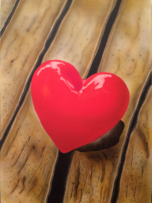 Red Heart / Cardboard 25x36cm / Nur Kunst-Druck / Only Fine-Print