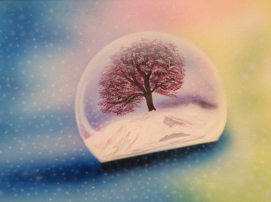 Protected Cherry Tree / Cardboard 25x36cm