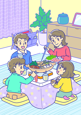 鍋を囲む家族