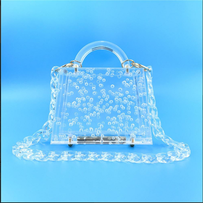 Clickandbay- Acrylic-Bubble-Top-Handle-Clear-Bag -Transparent 