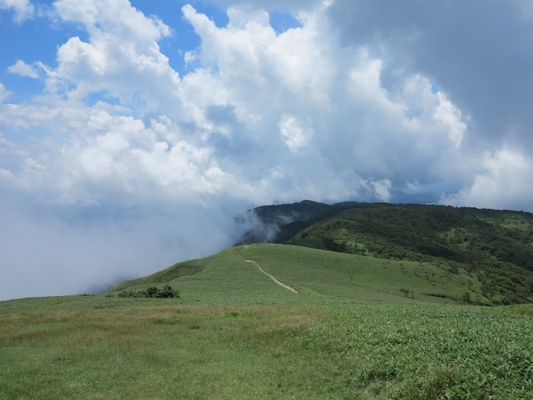 蓬莱から権現への稜線に雲が湧く