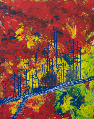 Feuer - Wasser - Acryl auf Leinwand, 80x100 cm, 2014, M. Weber - VERKAUFT